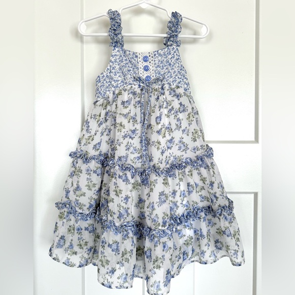 Jona Michelle Other - Jona Michelle Blue Floral Tiered Dress 3T – Ruffle Straps